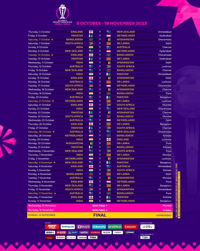 ICC World Cup 2023- Full Schedule-gudstory-org
